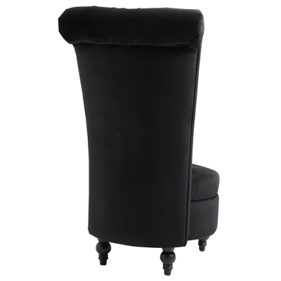 HOMCOM High Back Accent Chair, Upholstered Armless Chair, Retro Button-Tufted Royal Design With Thick Padding And Rubberwood Leg, Black - Image 3