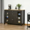 HOMCOM 47" Modern Buffet Cabinet, Storage Sideboard With Glass Door Cabinets, Drawers And Adjustable Shelving For Kitchen Or Living Room, Dark Brown