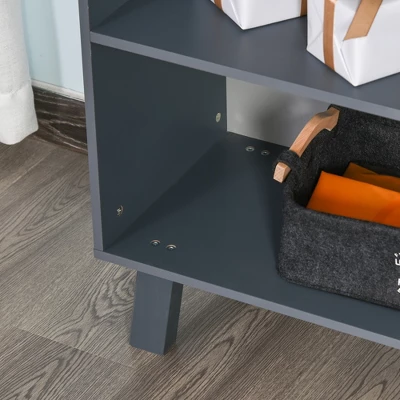 HOMCOM 3-Tier Child Bookcase Open Shelves Cabinet Floor Standing Cube Storage Organizer With Drawers - Image 7