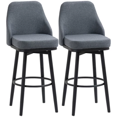 HOMCOM Extra Tall Bar Stools Set Of 2, Modern 360° Swivel Barstools, Dining Room Chairs With Steel Legs And Footrest - Image 6
