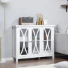 HOMCOM Sideboard, Buffet Cabinet With Storage, Adjustable Shelves, Credenza With 3 Glass Doors For Living Room, Study, White