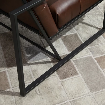 HOMCOM Mid-Century Modern Accent Chair Faux Leather Sofa Button Tufted Armchair With Metal Frame, Brown - Image 4