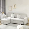 HOMCOM Sectional Sleeper Sofa, Linen Fabric L Shaped Couch With Pull Out Bed, Reversible Storage Chaise For Living Room, Apartment, 3-seat, Beige