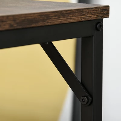 HOMCOM 5-Piece Industrial Dining Table Set, Bar Table & 4 Stools Set, Space Saving For Pub & Kitchen, Black/Brown - Image 4