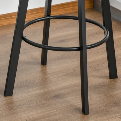 HOMCOM 3 Piece Industrial Adjustable Dining Table Set, Bar Height Bistro Table And Swivel Pub Stools For Small Space - Image 5