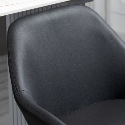 HOMCOM Adjustable Bar Stools Set Of 4, Swivel Barstools With Footrest And Back, PU Leather And Steel Round Base, For Kitchen Counter, Black - Image 4