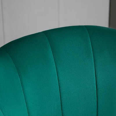 HOMCOM Retro Mid-Back Swivel Fabric Computer Desk Chair Height Adjustable With Metal Base, Leisure Task Chair On Rolling Wheels For Home Office, Green - Image 4