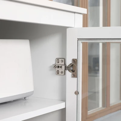 HOMCOM Freestanding Kitchen Pantry, 5-tier Storage Cabinet With Adjustable Shelves And 2 Glass Doors, White - Image 4