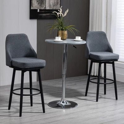 HOMCOM Extra Tall Bar Stools Set Of 2, Modern 360° Swivel Barstools, Dining Room Chairs With Steel Legs And Footrest - Image 2