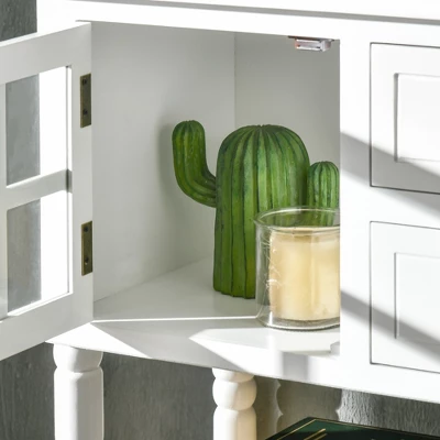 HOMCOM Vintage Console Table With 2 Drawers And Cabinets, Retro Sofa Table For Entryway, Living Room And Hallway, White - Image 4