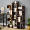 HOMCOM Tree Bookshelf, Modern Freestanding Bookcase With 13 Open Shelves, Display Unit For Living Room, Study, Or Office, Brown