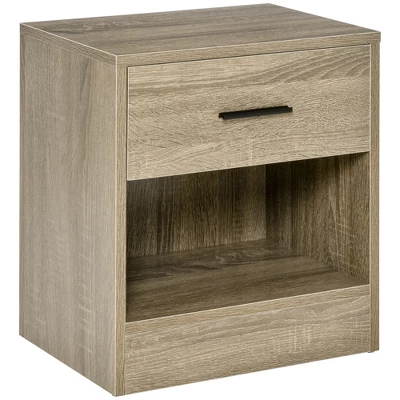 HOMCOM Modern Nightstand, Accent End Table With Drawer And Storage Shelf, Sofa Side Table For Living Room Or Bedroom - Image 7