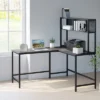 HOMCOM 55 Inch Home Office L-Shaped Computer Desk With Hutch And Storage Shelves, PC Table Study Writing Workstation With 2 Storage Compartments, Bookshelf