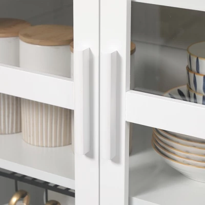 HOMCOM Freestanding Kitchen Pantry, 5-tier Storage Cabinet With Adjustable Shelves And 2 Glass Doors, White - Image 5