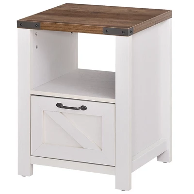 HOMCOM Industrial Side Table With 1 Drawer 1 Open Shelf And Big Tabletop - Image 7