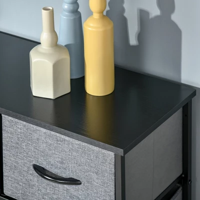 HOMCOM 9 Drawers Storage Chest Dresser Organizer Unit W/ Steel Frame, Wood Top, Easy Pull Fabric Bins, For Bedroom, Hallway, Closet, Entryway - Image 5