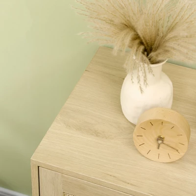 HOMCOM Accent Cabinet, Sideboard Buffet Cabinet With Rattan Doors, Adjustable Shelf And Metal Base, Boho Storage Cabinet, Natural - Image 4