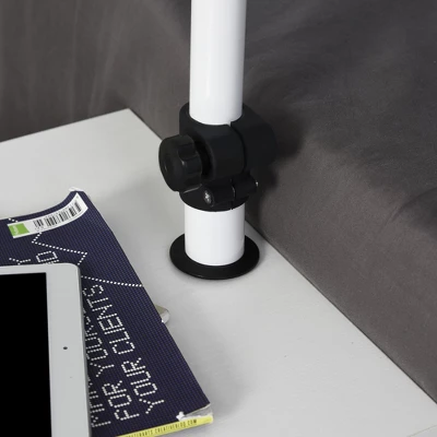 HOMCOM Modern End/Side Table For Living Room Or Bedroom With A 360° Adjustable Height Tabletop & Storage Drawers, White - Image 5