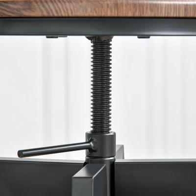 HOMCOM 3 Piece Industrial Adjustable Dining Table Set, Bar Height Bistro Table And Swivel Pub Stools For Small Space - Image 4