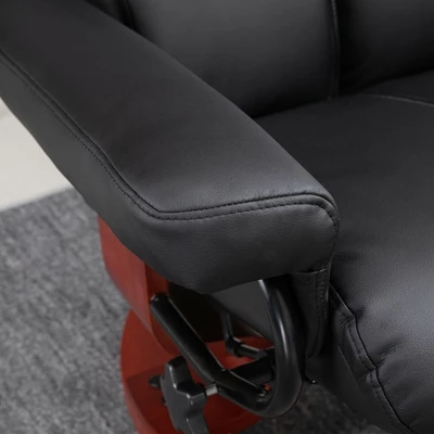 HOMCOM Recliner Chair With Ottoman, 360° Swivel Reclining Chair With Wood Base And Matching Footrest, Black - Image 5