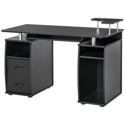 HOMCOM Multi-Function Computer Desk Home Office Workstation With Keyboard Tray, Elevated Shelf,Sliding Scanner Shelf And CPU Stand - Image 7