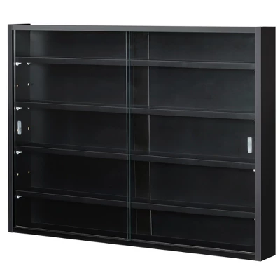 HOMCOM 5-storey Wall Shelf Display Cabinet, Shotglass Display Case W/2 Glass Doors And 4 Adjustable Shelves - Image 3