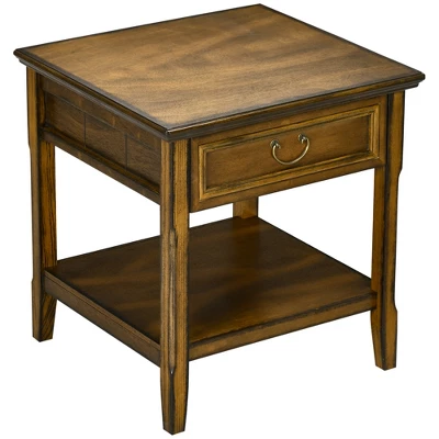 HOMCOM Retro Side Table, End Table With Storage Drawer And Open Shelf For Living Room, Bedroom - Image 3