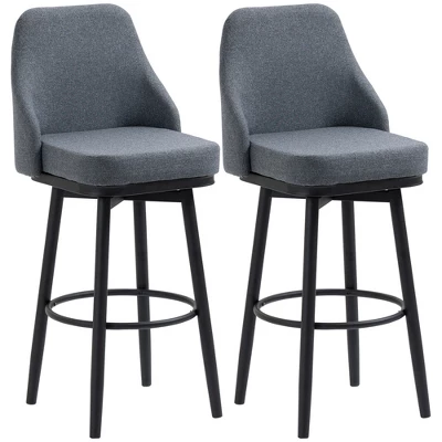 HOMCOM Extra Tall Bar Stools Set Of 2, Modern 360° Swivel Barstools, Dining Room Chairs With Steel Legs And Footrest - Image 3