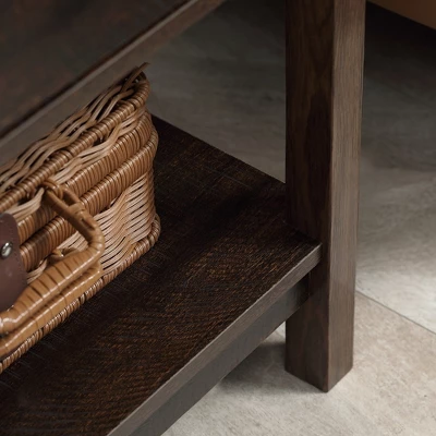 HOMCOM End Table With Drawer, Side Table With Top And Bottom Shelf For Small Spaces, Dark Brown - Image 4