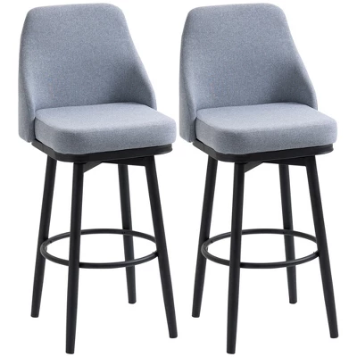 HOMCOM Extra Tall Bar Stools Set Of 2, Modern 360° Swivel Barstools, Dining Room Chairs With Steel Legs And Footrest - Image 7