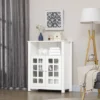 HOMCOM Kitchen Cabinet, Storage Cabinet, Sideboard Buffet Cabinet With Double Glass Doors For Kitchen, Living Room, White