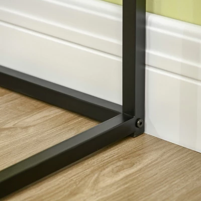 HOMCOM Corner Computer Desk With Steel Frame For Small Spaces, Writing Desk For Workstation, Black - Image 5