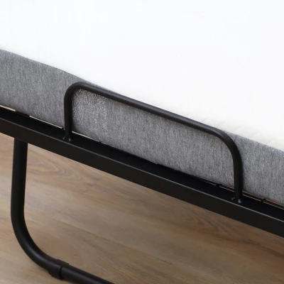 HOMCOM Folding Bed With 4" Mattress, Portable Foldable Guest Bed With Sturdy Metal Frame And Wheels, White - Image 5