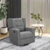 HOMCOM Wingback Recliner Chair Manual Rocking Sofa 360° Swivel Glider With Button Tufted, Padded Seat, Single Home Theater Seating For Living Room Bedroom