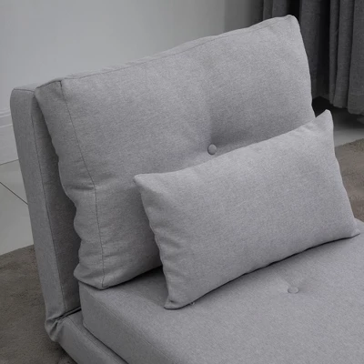 HOMCOM Convertible Flip Chair, Floor Lazy Sofa, Folding Couch Bed With Adjustable Backrest, Metal Frame And Pillows, Living Room Bedroom - Image 3