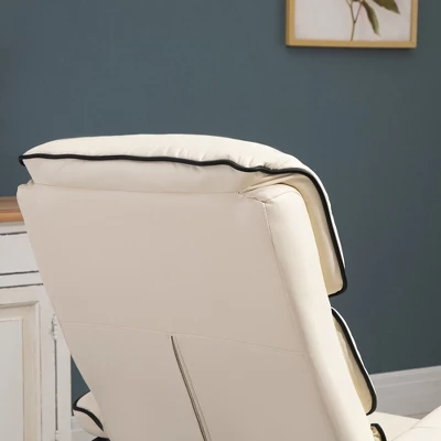 HOMCOM Recliner Chair With Ottoman, PU Leather Swivel High Back Armchair W/ Footrest Stool, 135° Adjustable Backrest And Thick Foam Padding For Home Office Or Living Room - Image 4