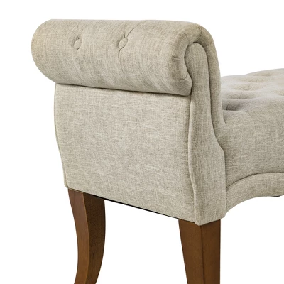 HOMCOM Traditional Style Entryway Bed End Shoe Bench With Button Tufted And Rounded Arm For Living Room - Image 3