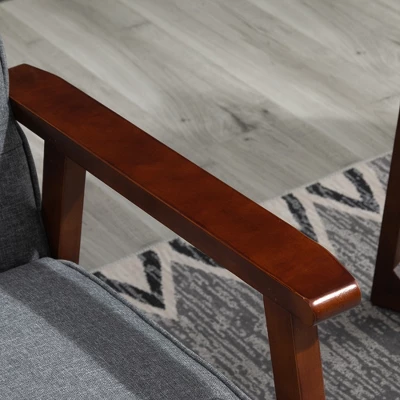 HOMCOM Modern Upholstered 2-Seat Loveseat Sofa With Linen-Touch Fabric And Rubberwood Legs, Gray - Image 4