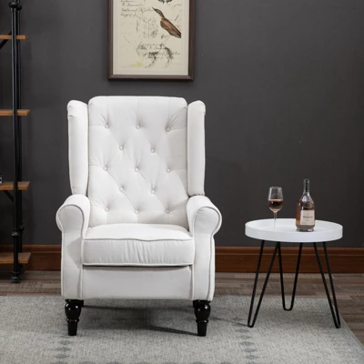 HOMCOM Button-Tufted Accent Chair With High Wingback, Rounded Cushioned Armrests And Thick Padded Seat - Image 3
