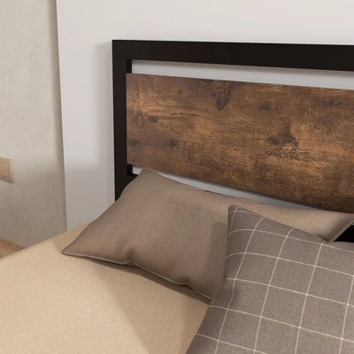 HOMCOM Full Platform Bed Frame With Headboard & Footboard, Strong Metal Slat Support Full Bed Frame W/ Underbed Storage Space, No Box Spring Needed - Image 4