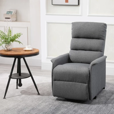 HOMCOM Power Lift Assist Recliner Chair For Elderly With Remote Control, Linen Fabric Upholstery Gray - Image 2