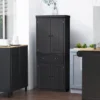 HOMCOM 72" Traditional Freestanding Kitchen Pantry Cabinet Cupboard With Doors And 3 Adjustable Shelves, Black