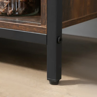 HOMCOM Industrial Sideboard, Buffet Cabinet With Sliding Barn Doors, Storage Cabinets And Adjustable Shelves For Living Room, Home Bar, Rustic Brown - Image 5