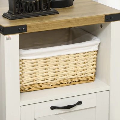 HOMCOM Farmhouse Side Table With 1 Drawer, 1 Open Shelf And Tabletop For Living Room, Set Of 2, White - Image 5