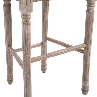 HOMCOM Vintage Bar Stools Set Of 2, Wood Barstools Accent Chairs With Soft Linen Cushions & Footrest, 29.5" Seat Height - Image 4