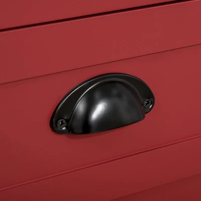 HOMCOM Sideboard Buffet Cabinet, Storage Serving Console Table With 4 Drawers And Slatted Bottom Shelf For Kitchen, Living Room, Red - Image 5