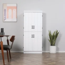 HOMCOM 70" 4-Door Kitchen Pantry, Freestanding Storage Cabinet, 6-tier Cupboard With Adjustable Shelves For Living Room