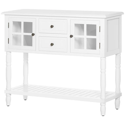 HOMCOM Vintage Console Table With 2 Drawers And Cabinets, Retro Sofa Table For Entryway, Living Room And Hallway, White - Image 3