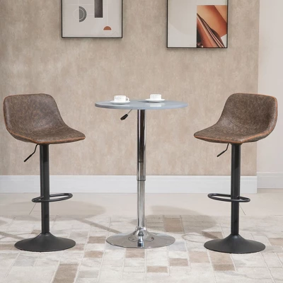 HOMCOM Adjustable Bar Stools Set Of 2, Swivel Bar Height Chairs Barstools Padded With Back For Kitchen, Counter, And Home Bar - Image 2