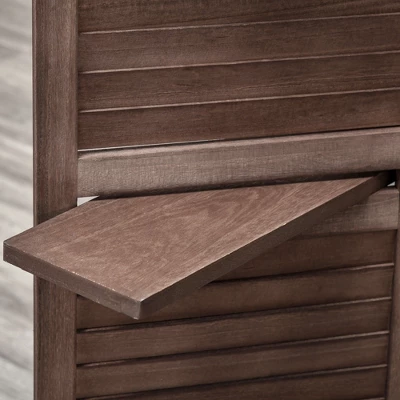 HOMCOM 4-Panel Folding Room Divider, 5.6 Ft Freestanding Paulownia Wood Privacy Screen Panel With Storage Shelves For Bedroom Or Office - Image 5